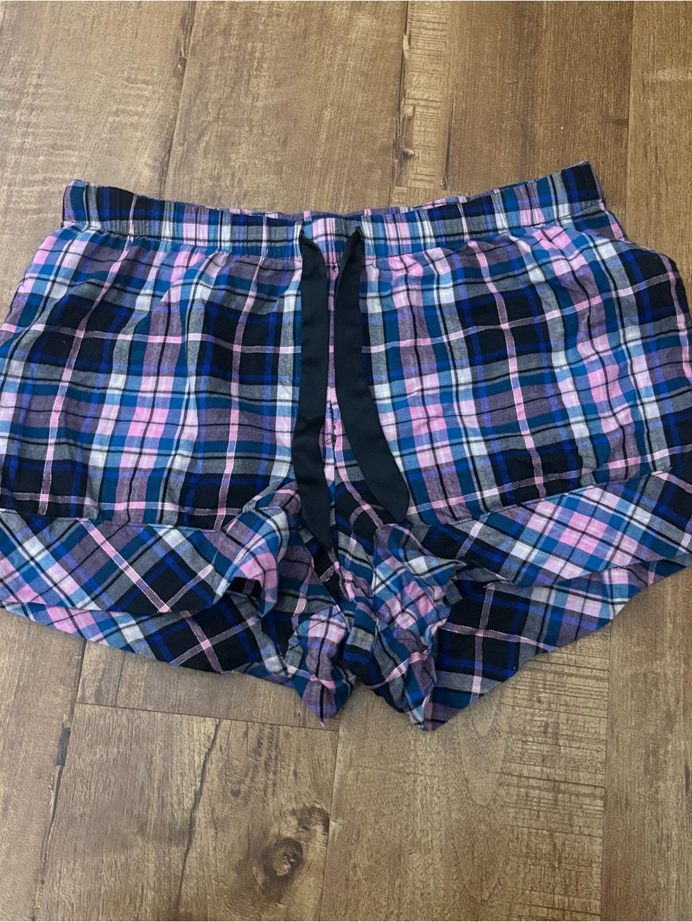 Victorias Secret Plaid Drawstring Women’s Shorts in Pink, Blue & White